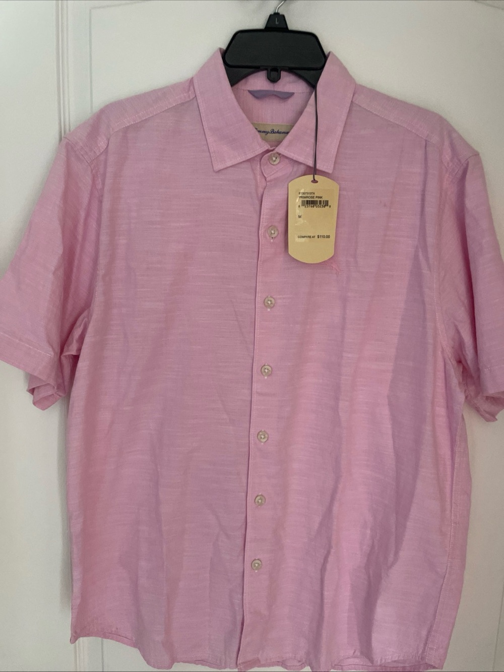 NEW Tommy Bahama Primrose Pink Polo Shirt Men Medium Pink Short Sleeve